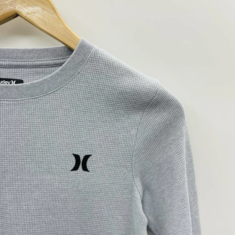 Hurley Youth Boys Size 10/12 Thermal Crew Neck Long Sleeve T-Shirt‎ in Gray 904